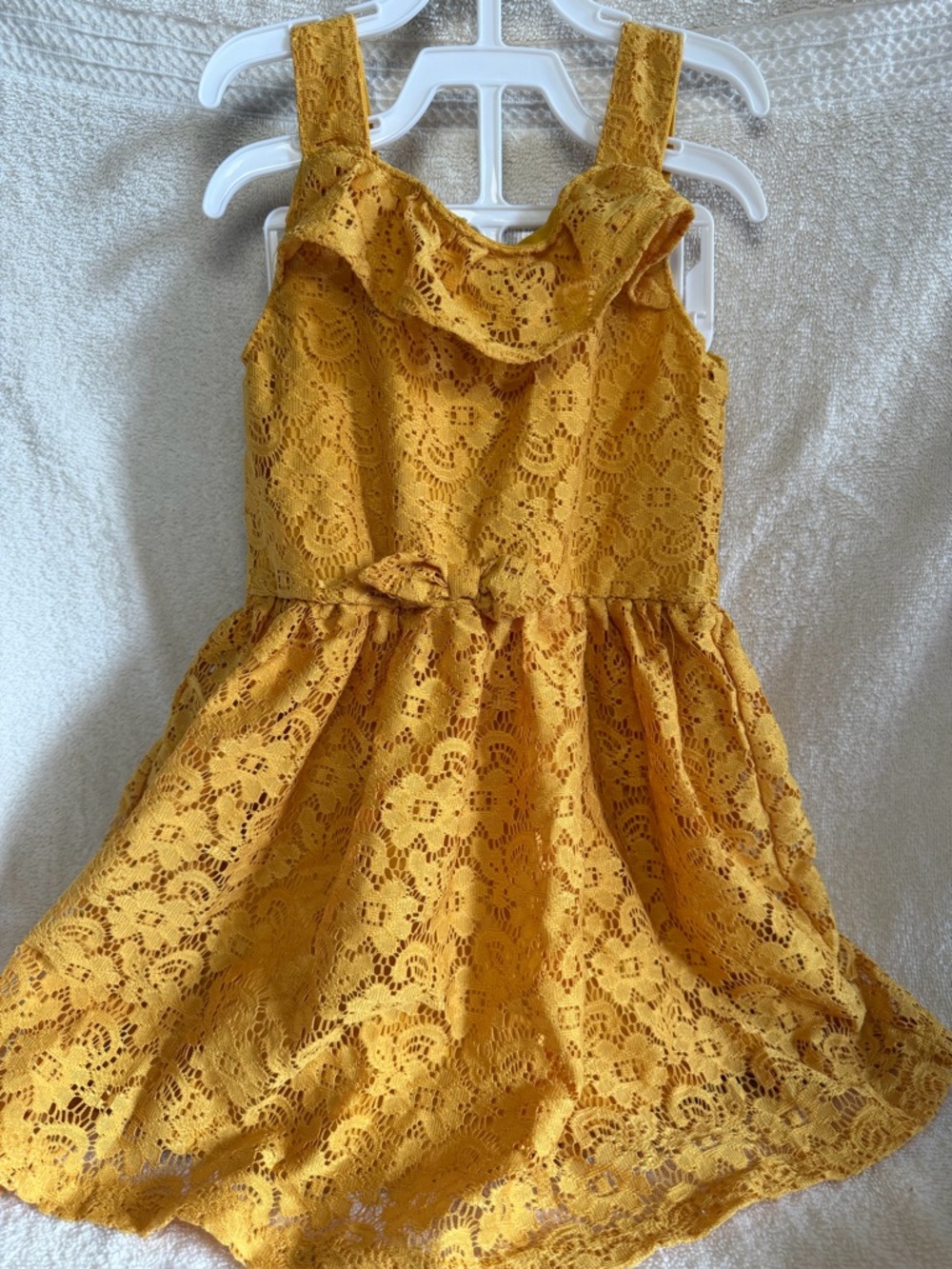 Little Lass Mustard Yellow Lace Ruffle Sundress